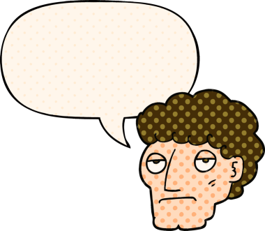 Çizgi roman tarzında bir insan tarafından çizilmiş, konuşma balonuyla sıkılmış bir adam.