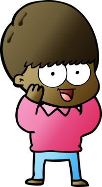 Bir insan tarafından çizilmiş mutlu çizgi film çocuğu.