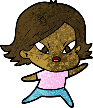 Çizgi film bir insan tarafından çizilmiş stresli kadın.