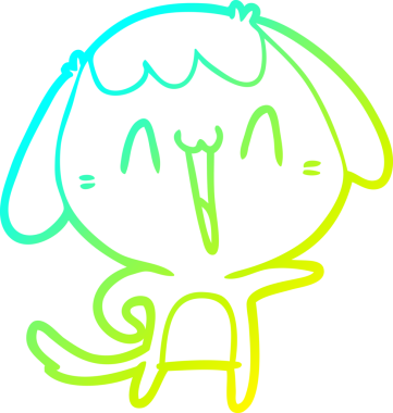 Bir insan tarafından çizilmiş gülen bir köpeğin soğuk gradyan çizimi