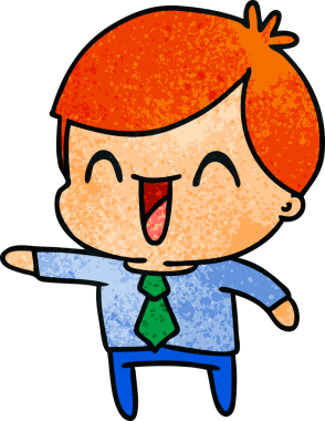 Bir insan tarafından çizilmiş kawaii adamın serbest çizim çizimi.