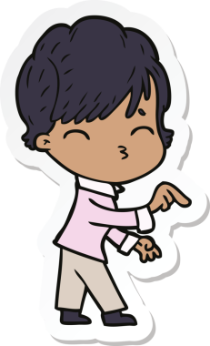 Bir insan tarafından çizilmiş bir karikatür kadının çıkartması.