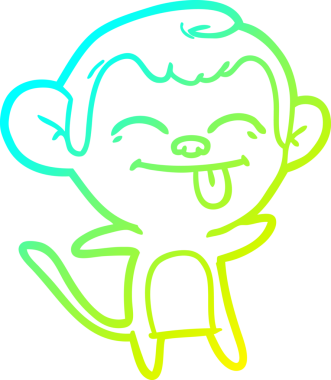 Bir insan tarafından çizilmiş komik bir çizgi maymunun soğuk eğim çizgisi.