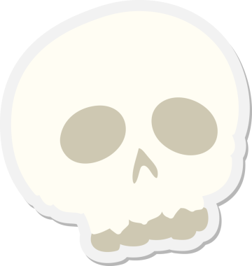 Bir insan tarafından çizilmiş ürkütücü kafatası etiketi.