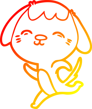 Bir insan tarafından çizilmiş mutlu çizgi film köpeğinin sıcak çizgi çizimi