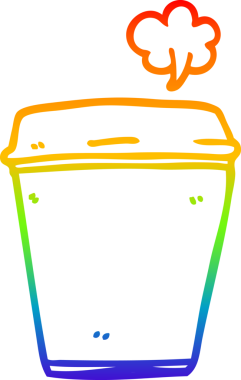 gökkuşağı gradyan çizgi çizimi bir insan tarafından çizilmiş bir kahve fincanı