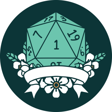 Bir insan tarafından çizilen bir d20 zar atma ikonu