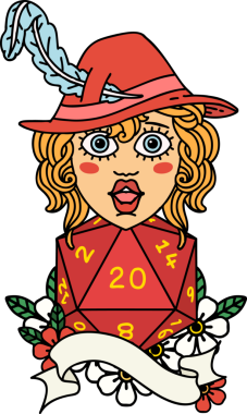 Bir insan tarafından çizilmiş 20 zarlı Retro Dövme Tarzı insan ozanı