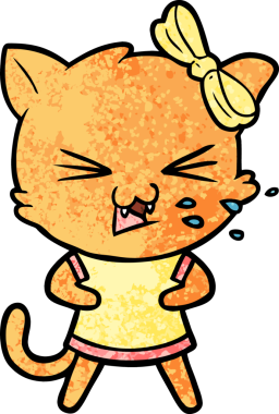 Bir insan tarafından çizilmiş çizgi film kedisi.