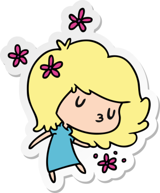 Bir insan tarafından çizilmiş sevimli bir kawai kızının çizilmiş bir karikatür çizimi.