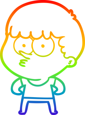 Gökkuşağı gradyanı çizimi Bir insan tarafından çizilmiş meraklı bir çocuk