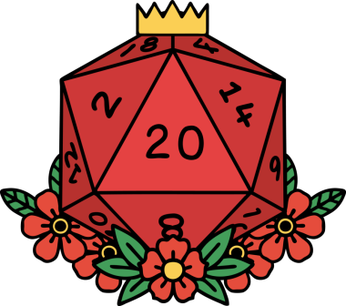 bir insan tarafından çizilmiş geleneksel bir d20 dövmesi