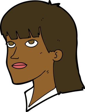 bir insan tarafından çizilmiş ciddi bir kadın çizgi filmi.