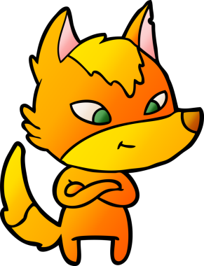 Bir insan tarafından çizilmiş tilki çizgi film karakteri