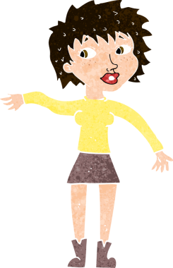 Çizgi film dostu bir kadın bir insan tarafından çiziliyor.