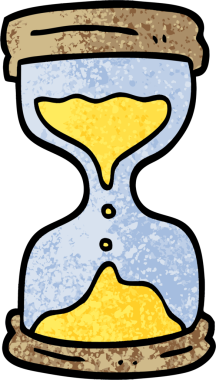 Bir insan tarafından çizilmiş grunge desenli çizim çizgi film kum saati.