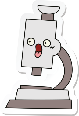 Bir insan tarafından çizilmiş şirin bir mikroskop etiketi.