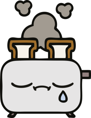 Bir insan tarafından çizilmiş bir tost makinesi karikatürü.