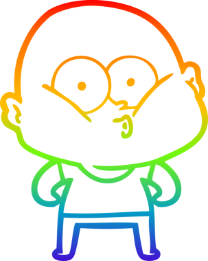 Gökkuşağı gradyan çizgi çizimi bir insan tarafından çizilmiş kel bir adamın çizimi