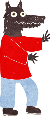 Bir insan tarafından çizilmiş komik bir kurt adam.