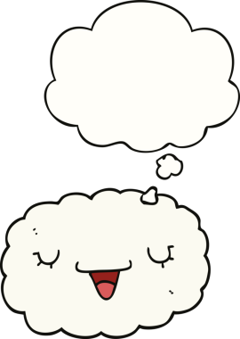 Bir insan tarafından çizilmiş düşünce baloncuklu çizgi film bulutu