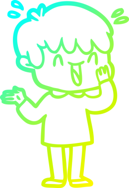 Bir insan tarafından çizilmiş gülen bir çizgi film karakteri çizimi.