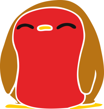 El yazısıyla çizilmiş şirin kawaii kırmızı robin bir insan tarafından çizilmiş.