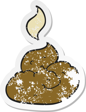 Bir insan tarafından çizilmiş iğrenç bir çizgi filmin gerilimli retro yapıştırması.