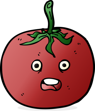 Bir insan tarafından çizilmiş domates çizgi filmi.