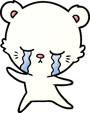 Bir insan tarafından çizilmiş üzgün küçük kutup ayısı çizgi filmi.