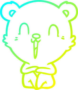 Bir insan tarafından çizilmiş mutlu bir kutup ayısının soğuk çizgi çizimi.