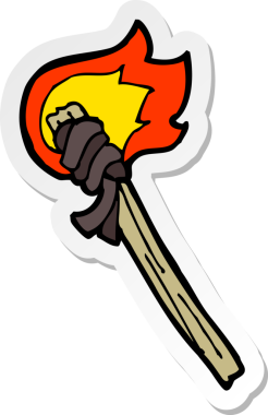 Bir insan tarafından çizilmiş yanan meşale çıkartması.