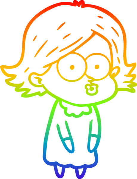 Gökkuşağı gradyan çizimi Bir insan tarafından çizilen çizgi film kızı