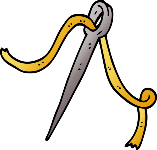 Bir insan tarafından çizilmiş karalama iğnesi ve iplik.