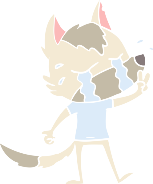 Bir insan tarafından çizilmiş düz renkli ağlayan kurt resmi.