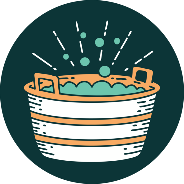 Bir insan tarafından çizilmiş dövme stili teneke banyonun simgesi.