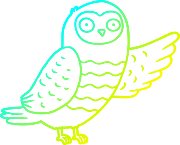 Bir baykuşun insan tarafından çizilmiş soğuk çizgi çizimi