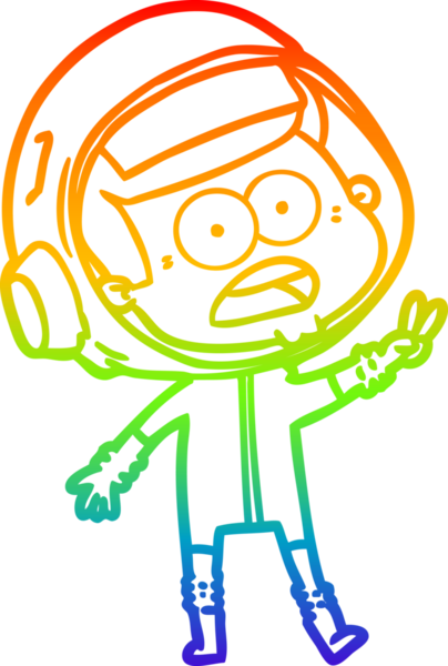 gökkuşağı gradyan çizgi çizimi bir insan tarafından çizilmiş astronot şaşırttı