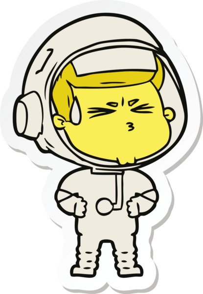 Bir insan tarafından çizilmiş astronotun çizdiği bir çizgi film çıkartması.