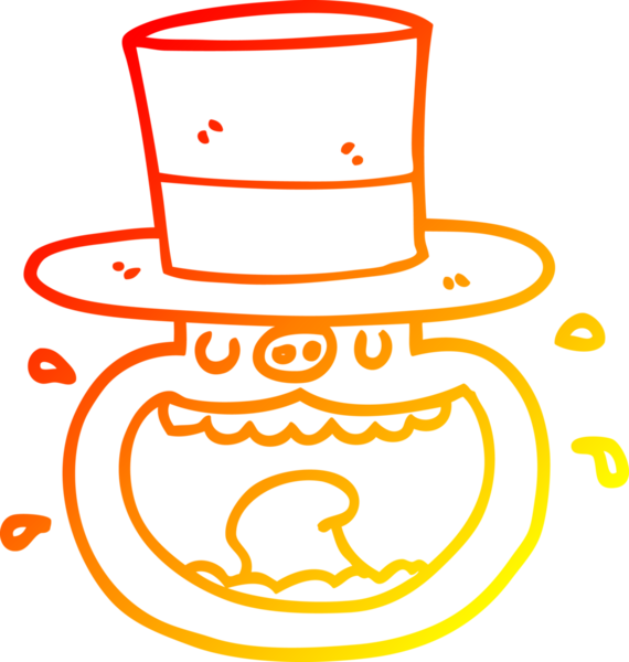 Bir insan tarafından çizilmiş silindir şapkalı bir domuzun sıcak çizgi çizimi