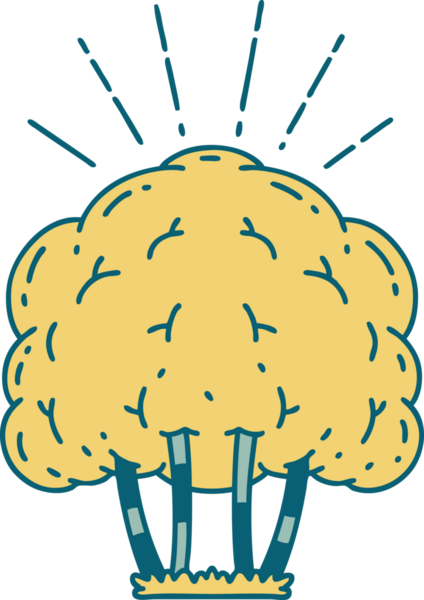 Bir insan tarafından çizilmiş geleneksel dövme ağacının çizimi