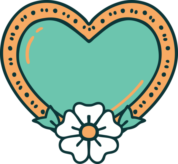 Bir insan tarafından çizilmiş kalp ve çiçeğin ikonik dövme şekli