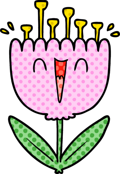 Bir insan tarafından çizilmiş mutlu bir çiçek.