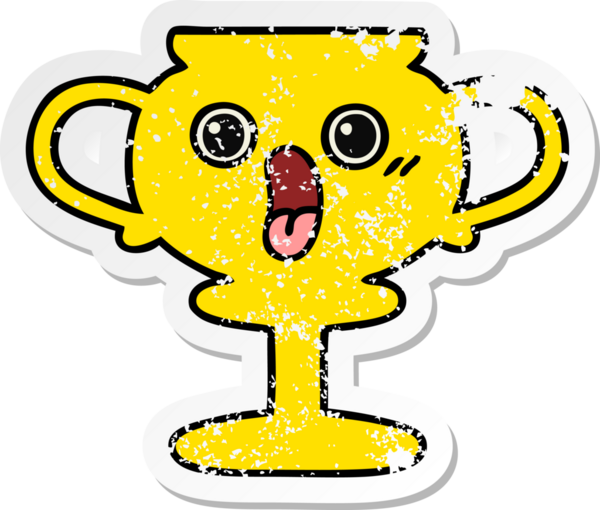 Bir insan tarafından çizilmiş sevimli bir karikatür kupasının sıkıntılı çıkartması.