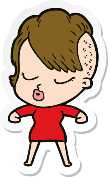 Çizgi film çıkartması. Bir insan tarafından çizilmiş güzel hippi kız.