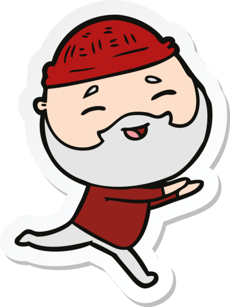 Bir insan tarafından çizilmiş mutlu sakallı bir adamın çıkartması.