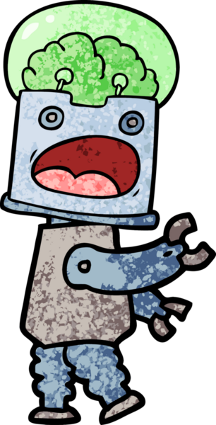 Bir insan tarafından çizilmiş çizgi film robotu