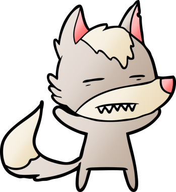 Bir insan tarafından çizilen dişleri gösteren bir kurt çizgi filmi.