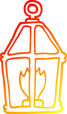 Bir insan tarafından çizilmiş çizgi film fenerinin sıcak gradyan çizimi