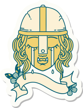 Bir insan tarafından çizilmiş ağlayan bir Ork savaşçı karakterinin çıkartması.